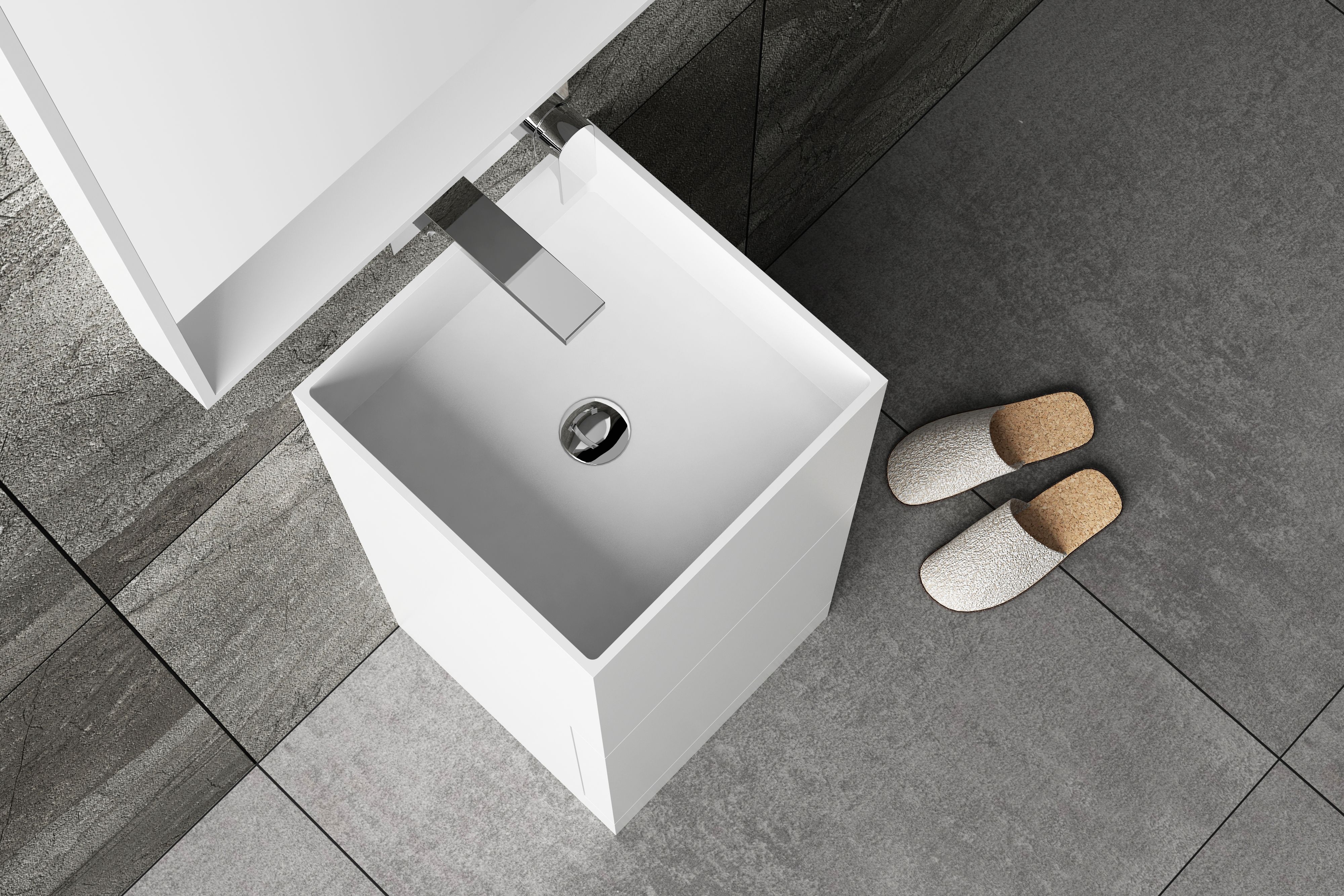 立柱盆 带抽屉 无龙头孔 (2)