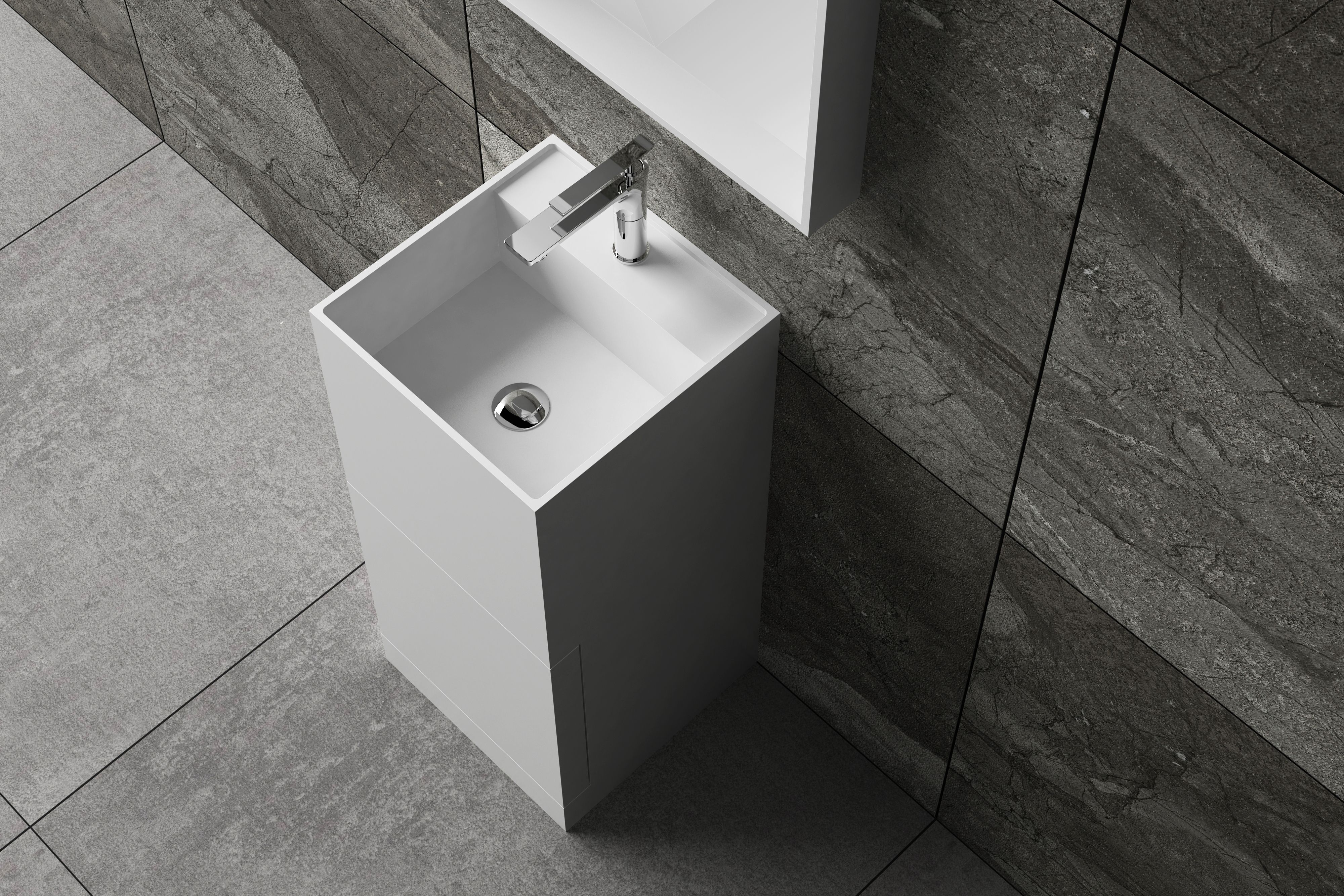 立柱盆 带抽屉与龙头孔 (2)